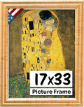Antique Gold 17x33 Picture Frame.75 in Wide - Handmade Solid Wood