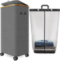 Laundry Hamper with Wheels 29 Gal - Foldable Bamboo Frame Laundry