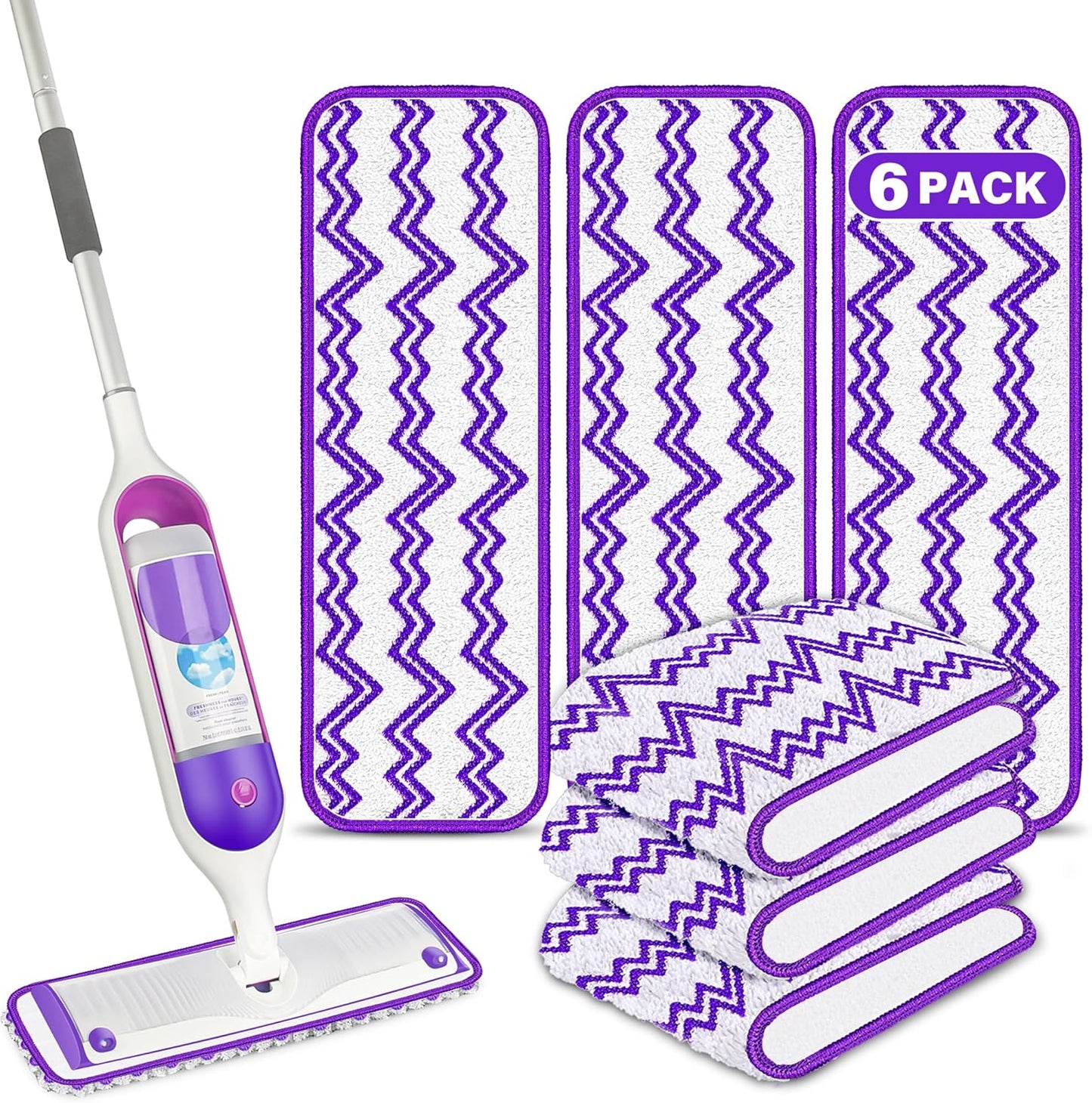 Washable Microfiber Mop Pads - 6 Pack