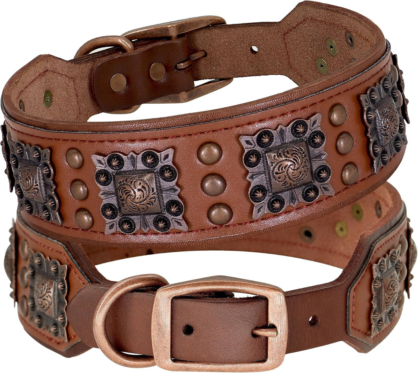 Stylish Genuine Leather Dog Collar for Medium & Large Dogs
