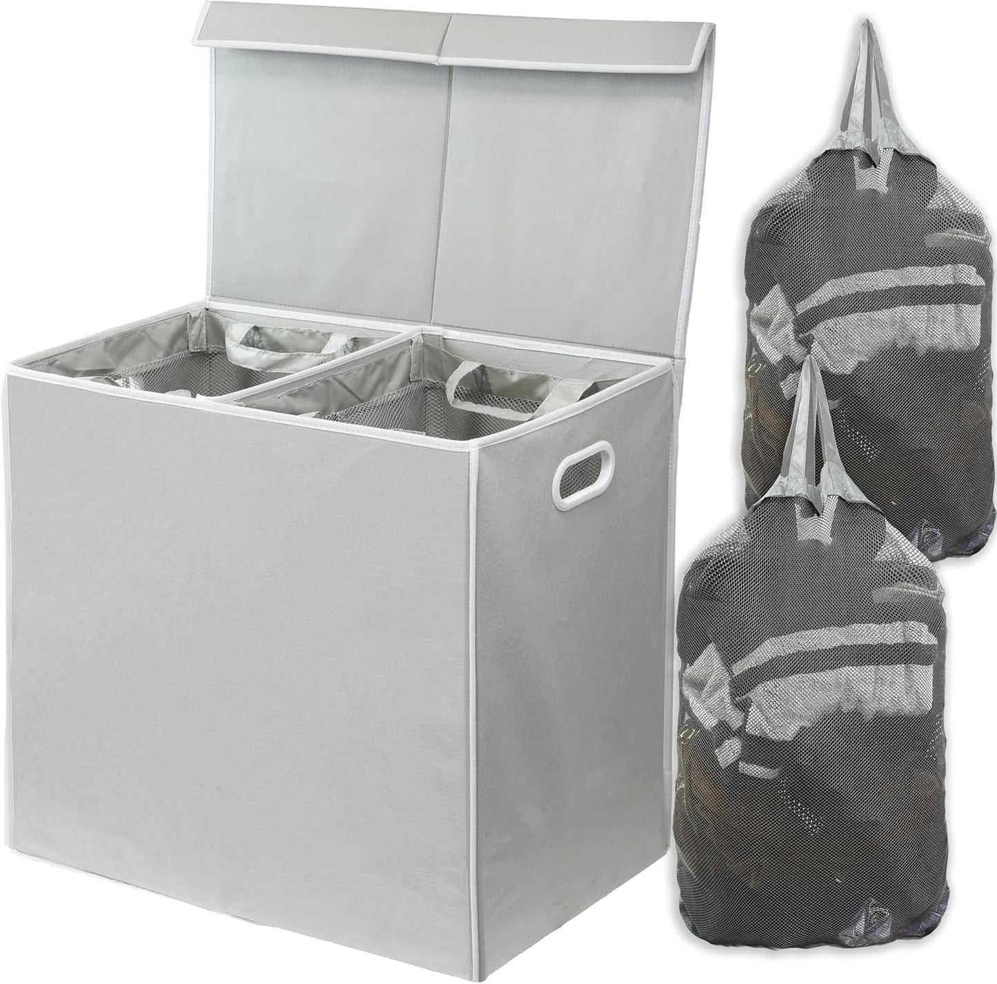Double Laundry Hamper with Lid and Removable Bags for Easy Use