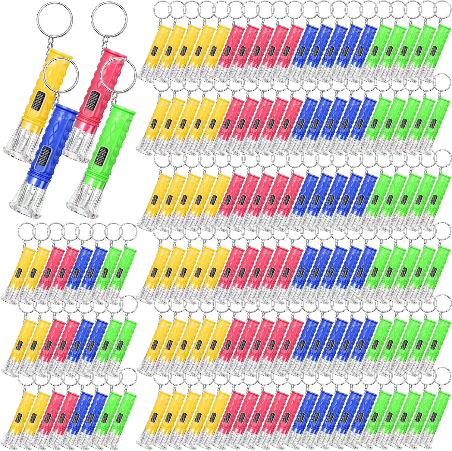 Jexine 150 Pcs Portable LED Flashlight Keychain Set for All Occasions