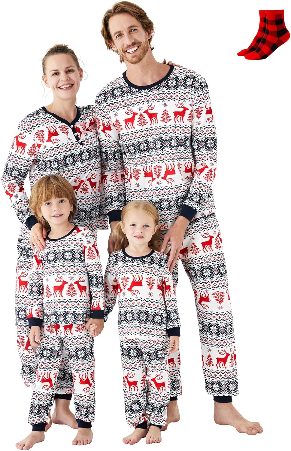 Matching Family Christmas Pajama Sets with Socks for Holidays