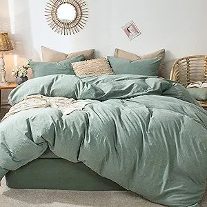 MooMee Bedding Duvet Cover Set in Green for King Size Beds