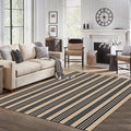 Black and Tan Striped Rug 5ftx7ft Indoor Outdoor - Washable Cotton