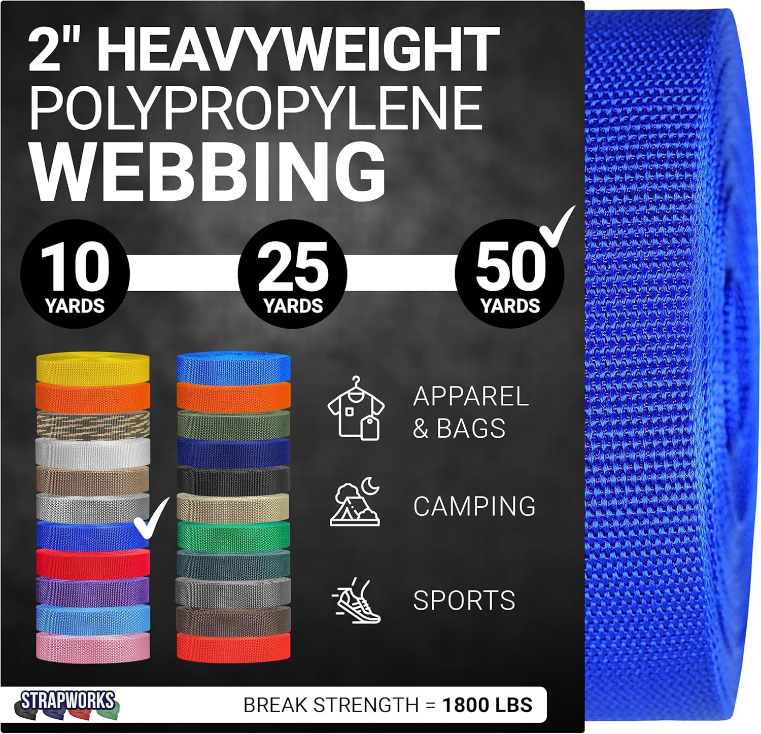 Heavyweight Polypropylene Webbing for Outdoor DIY Gear Repair