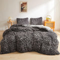 XeGe Cheetah Print Fluffy Faux Fur Duvet Cover Set - Cozy Plush