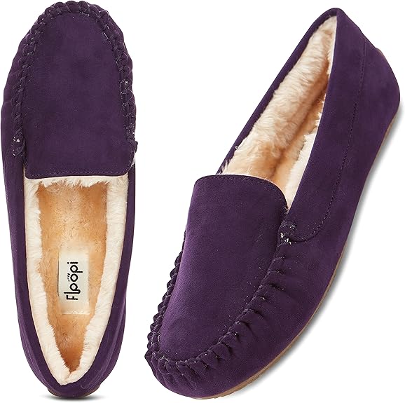 Floopi Women Slippers Moccasins with Cozy Memory Foam Comfort