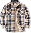 Mens Cotton Sherpa Lined Flannel Shirt Jacket - Warm Everyday Layer US