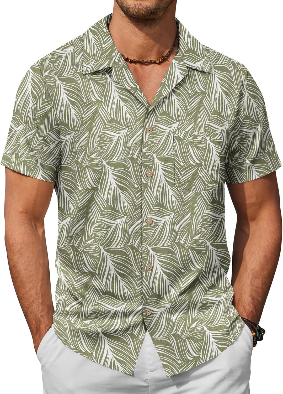 COOFANDY Mens Hawaiian Shirt Short Sleeve Casual Tropical Style