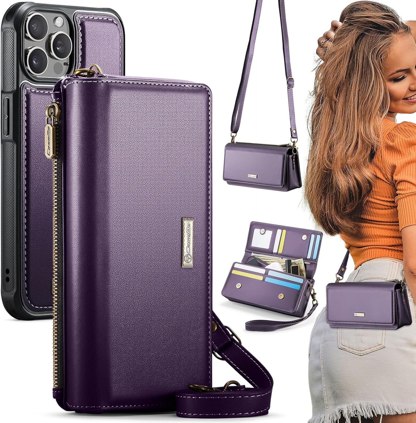 CaseMe iPhone 16 Pro Max Wallet Case with RFID Blocking Features
