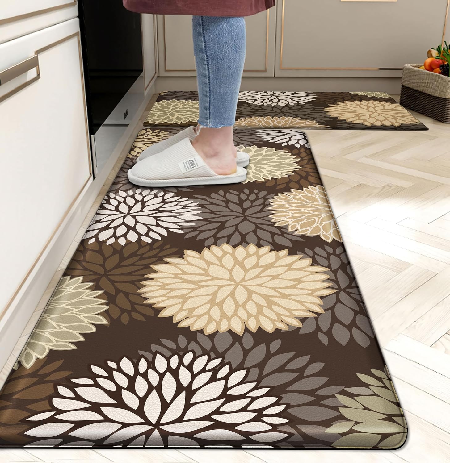Cushioned Anti Fatigue Kitchen Mats Set of 2 for Comfort