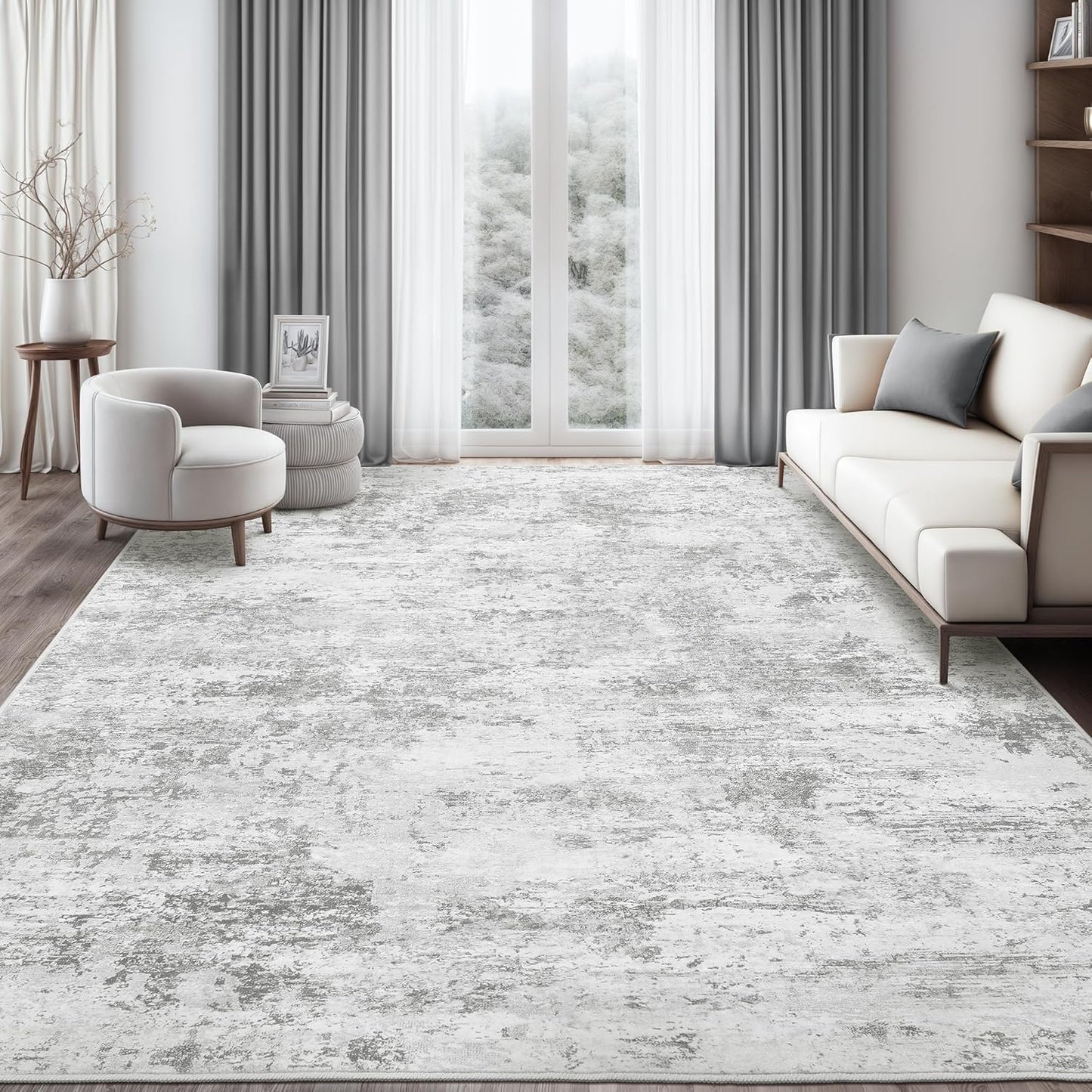 9x12 Area Rugs - Washable Non-Slip Abstract Rug for Living Room