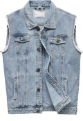Denim Vest Jacket for Men Fashion Stretchy Trucker Sleeveless Jean