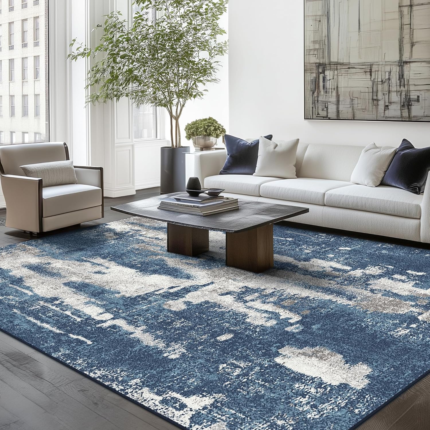 Modern Abstract Area Rugs 8x10 for Living Room and Bedroom