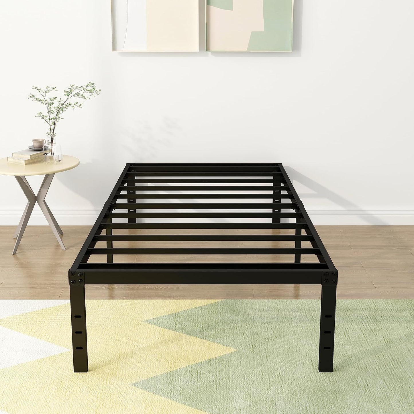 18 Inch Narrow Twin Bed Frame Heavy Duty Metal Platform Design