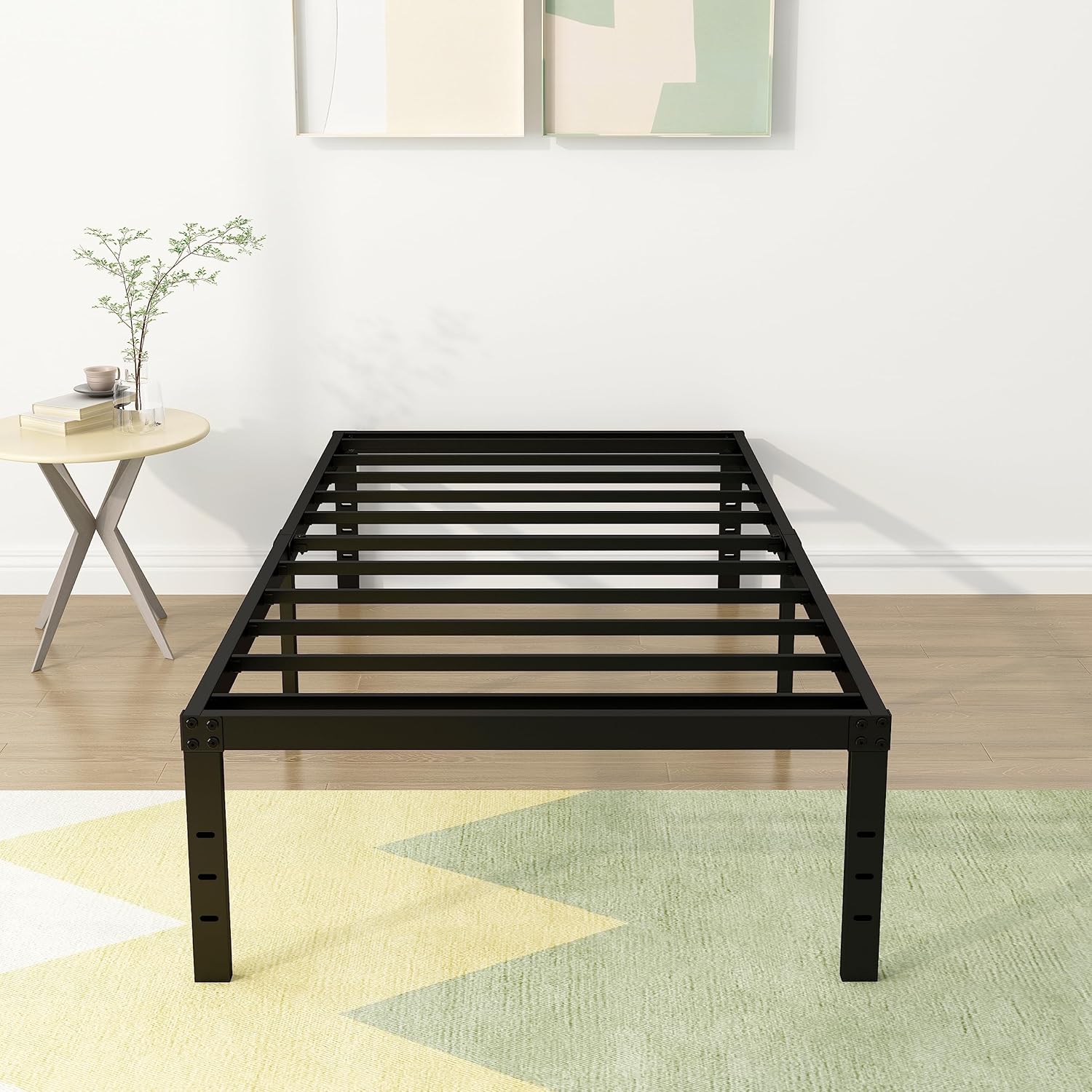 18 Inch Narrow Twin Bed Frame Heavy Duty Metal Platform Design