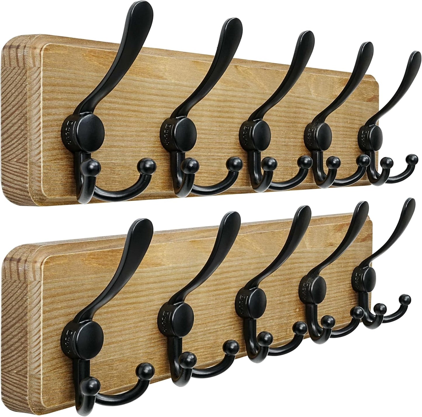 Dseap Coat Rack Wall Mount - Heavy-Duty Rustic Wooden Hanger