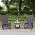 Rocking Chair Outdoor 3 Pieces High-Backed Patio Set - Comfortable