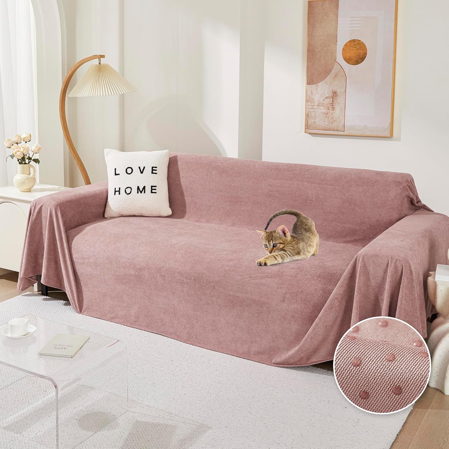 MEETSKY Couch Cover for 3 Cushion Cat Scratch Proof Sofa