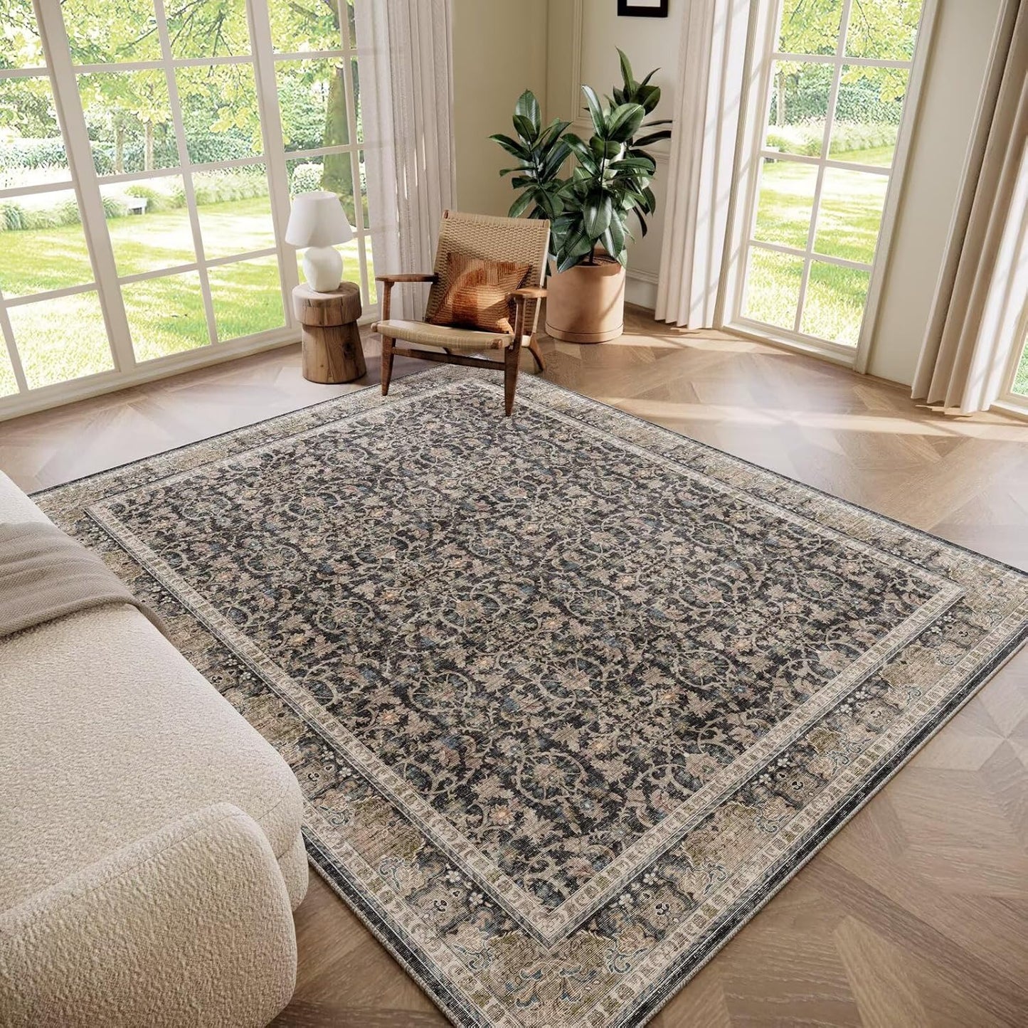 Washable 5x7 Area Rugs for Living Room with Non-Slip Backing