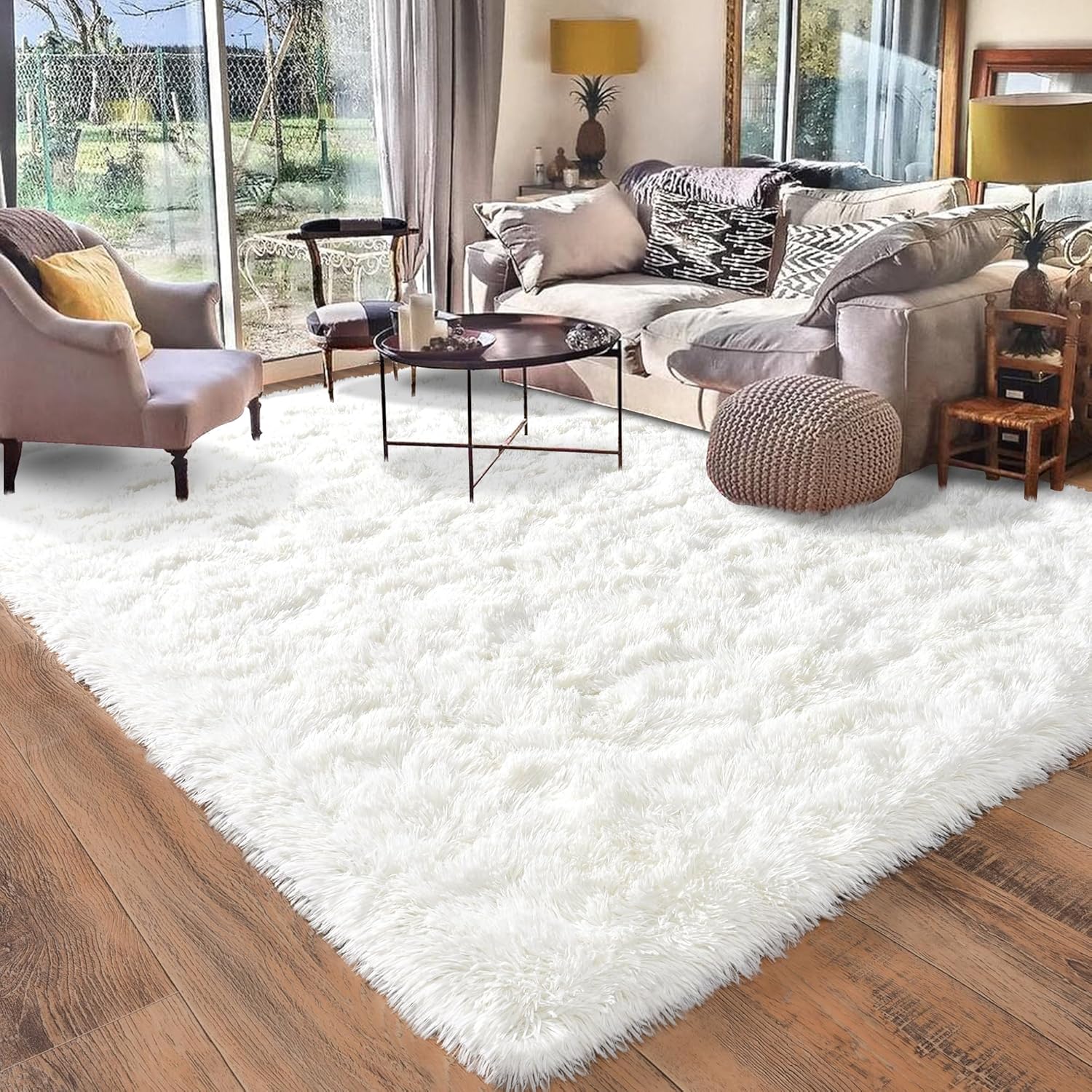 Soft Shaggy Modern Area Rug for Living Room and Bedroom Decor