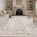 Light Brown Area Rug 8x10 Machine Washable Vintage Distressed - Soft