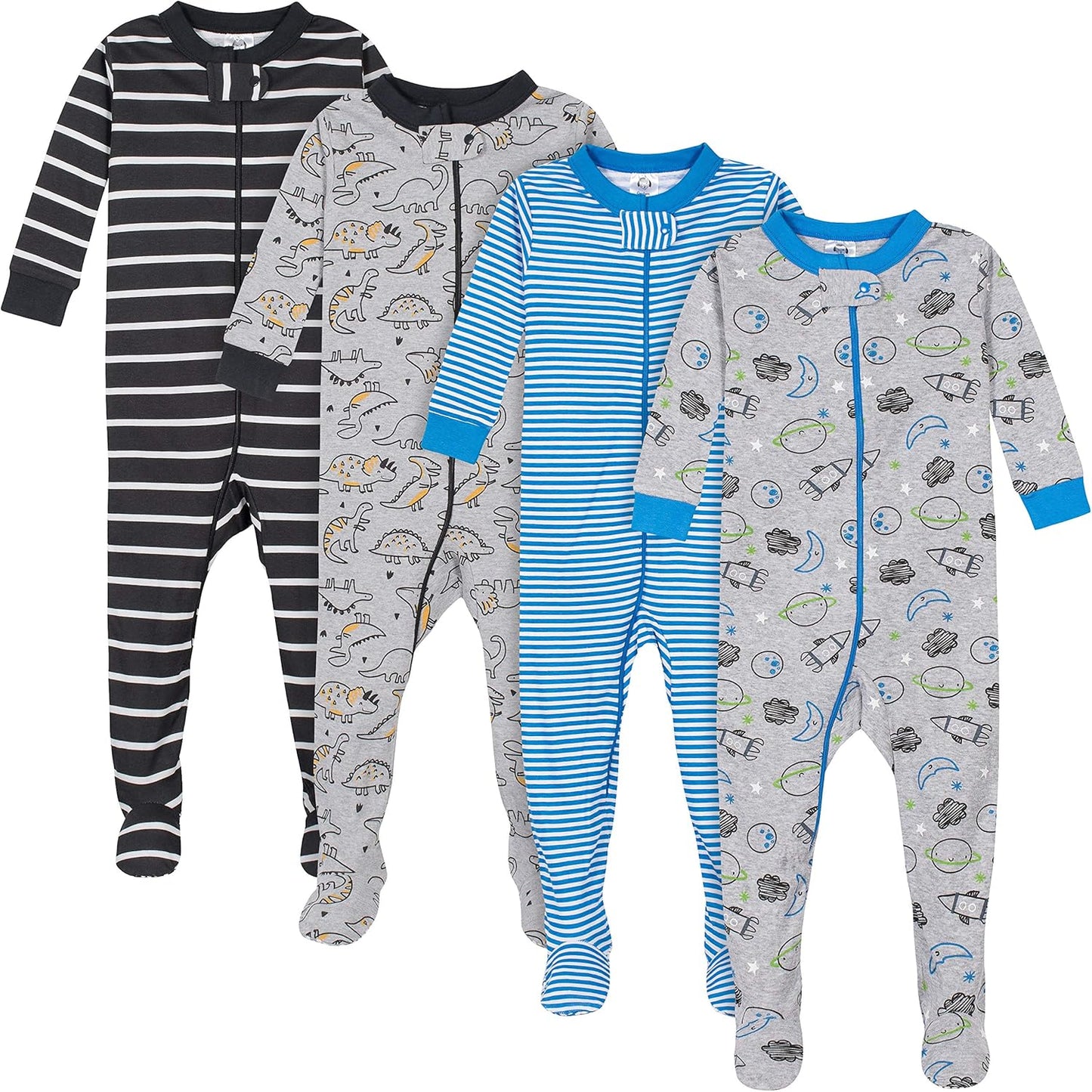 Gerber Baby-boys 4-pack Footed Pajamas for Cozy Comfort