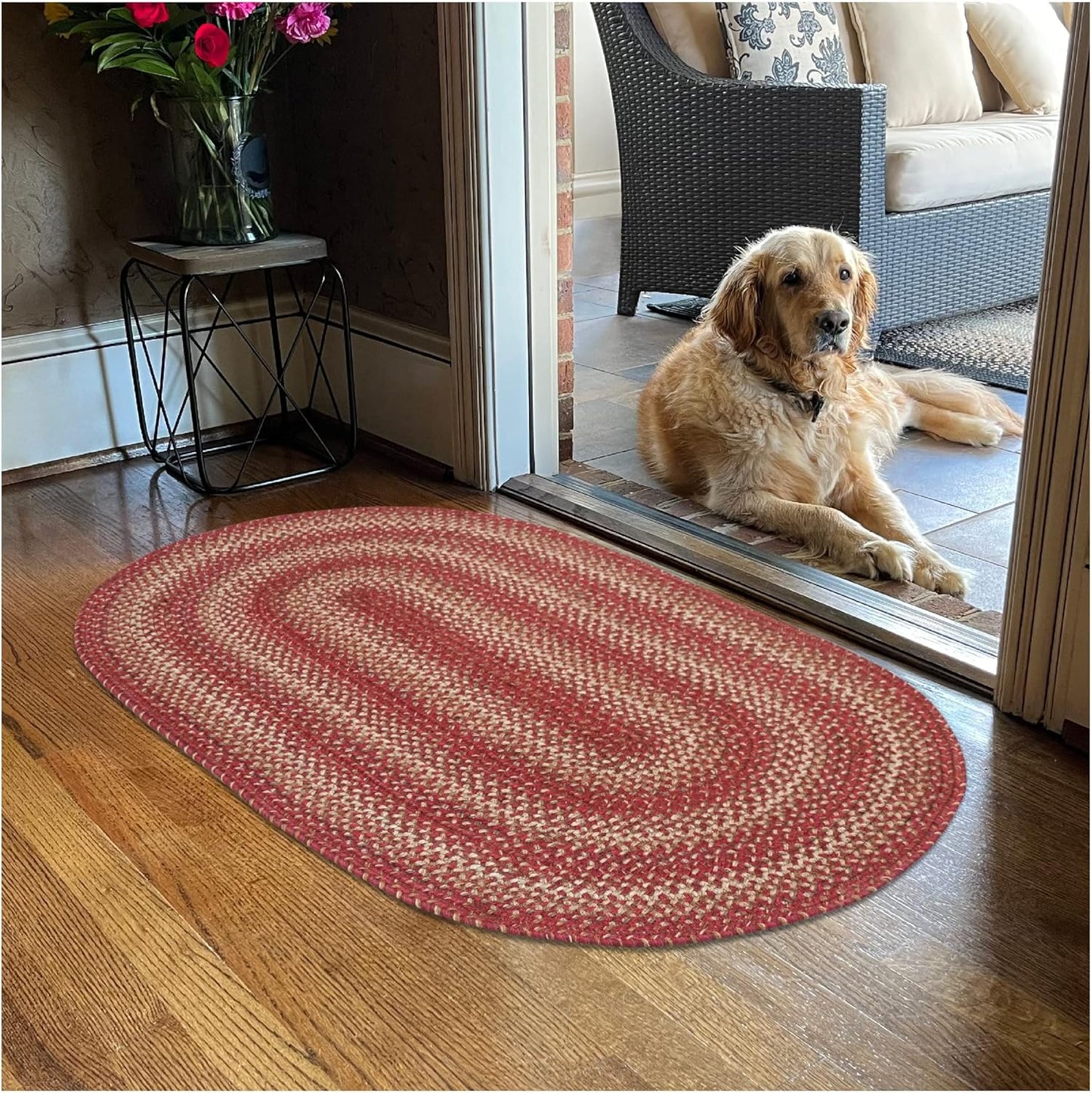 Apple Pie Braided Oval Rugs for Kitchen and Entryway Decor