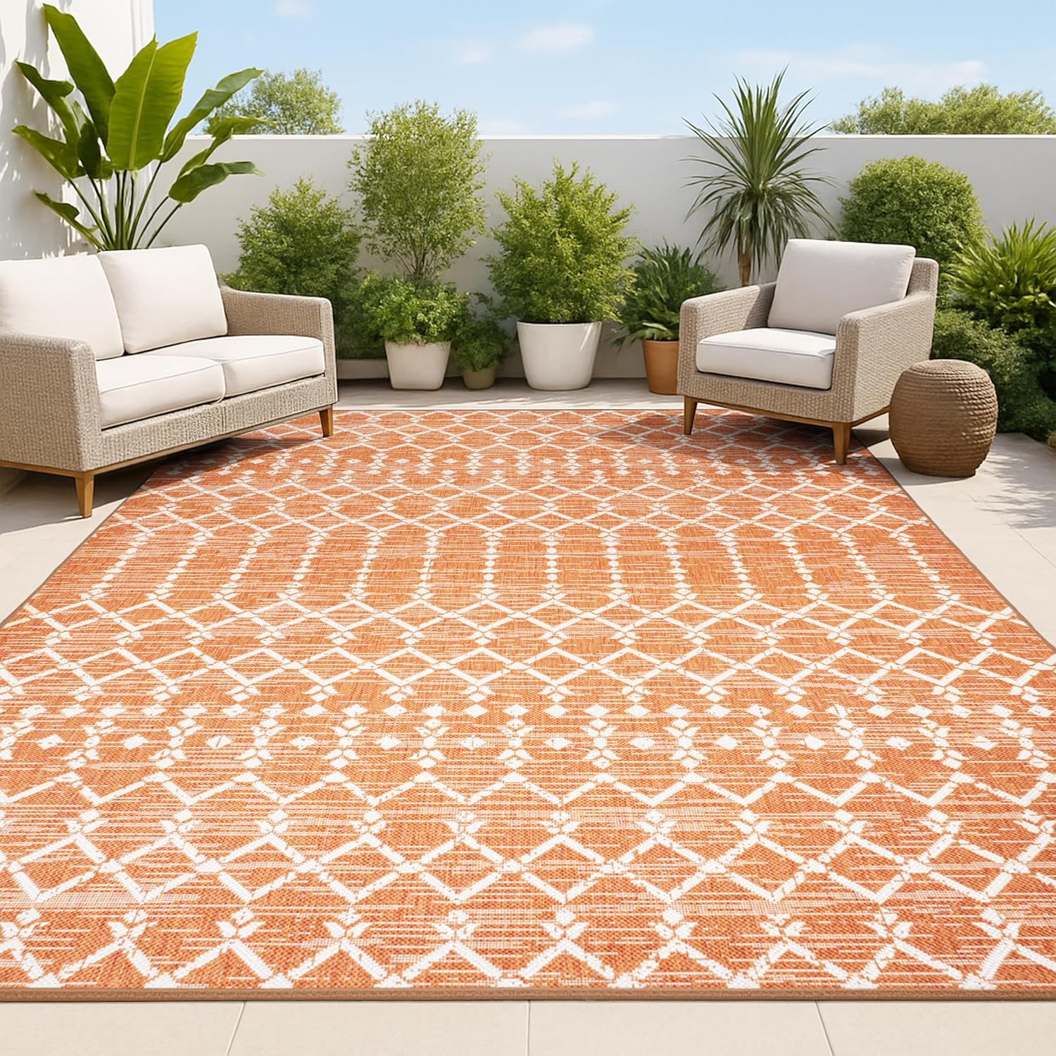 Moroccan Geometric Indoor Outdoor Area Rug 4X6 for High Traffic