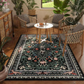 Area Rug 4x6 Washable Vintage Floral Botanical Rug - Soft, Non-Slip
