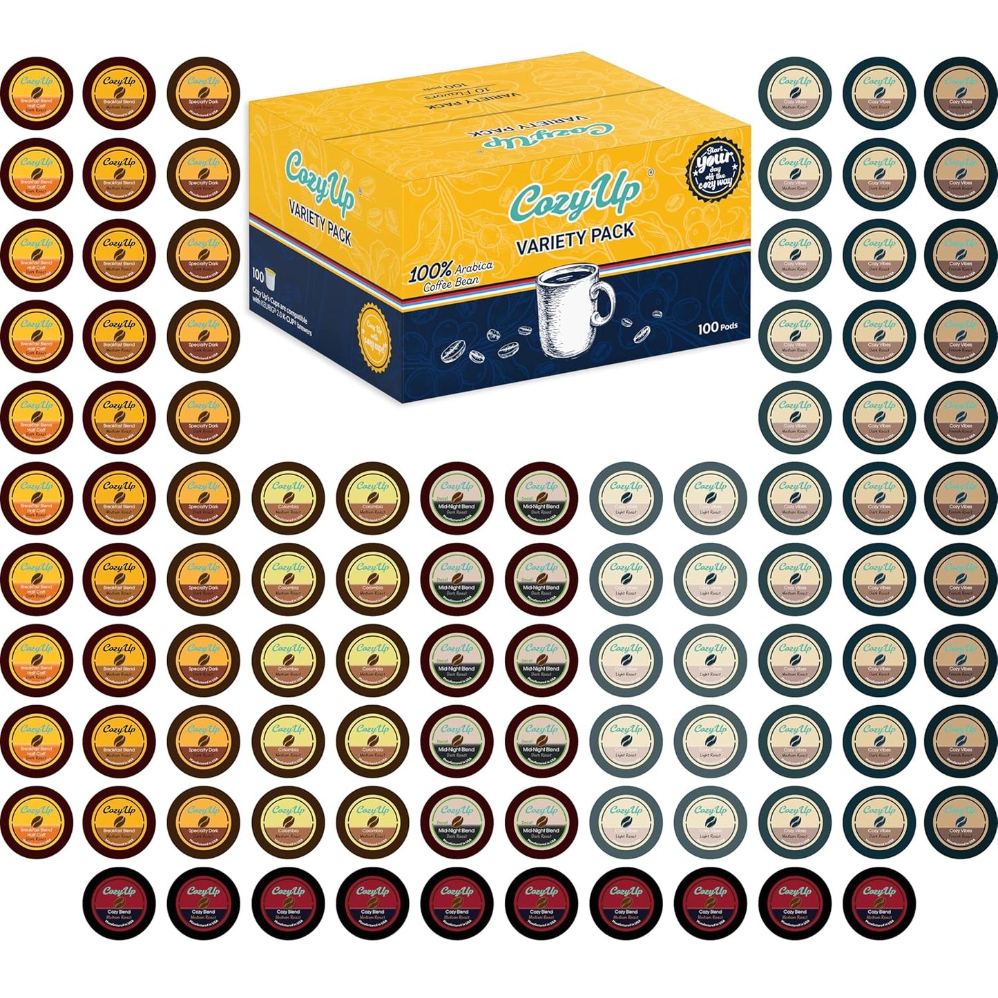 Cozy Up Variety Coffee Pods for Keurig K-Cup Brewers, 100 Count