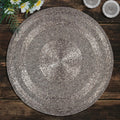Silver Round Beaded Placemats 14 in Set of 4 - Holiday Charger