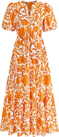 dowerme Womens Summer Floral Boho Maxi Dress - Flowy Vacation Staple