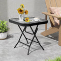 Foldable Outdoor Side Table with Tempered Glass Top - Compact Patio
