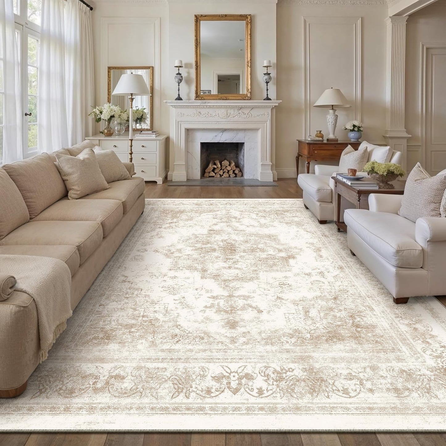 Vintage Medallion Area Rug 10x14 for Living Room and Bedroom