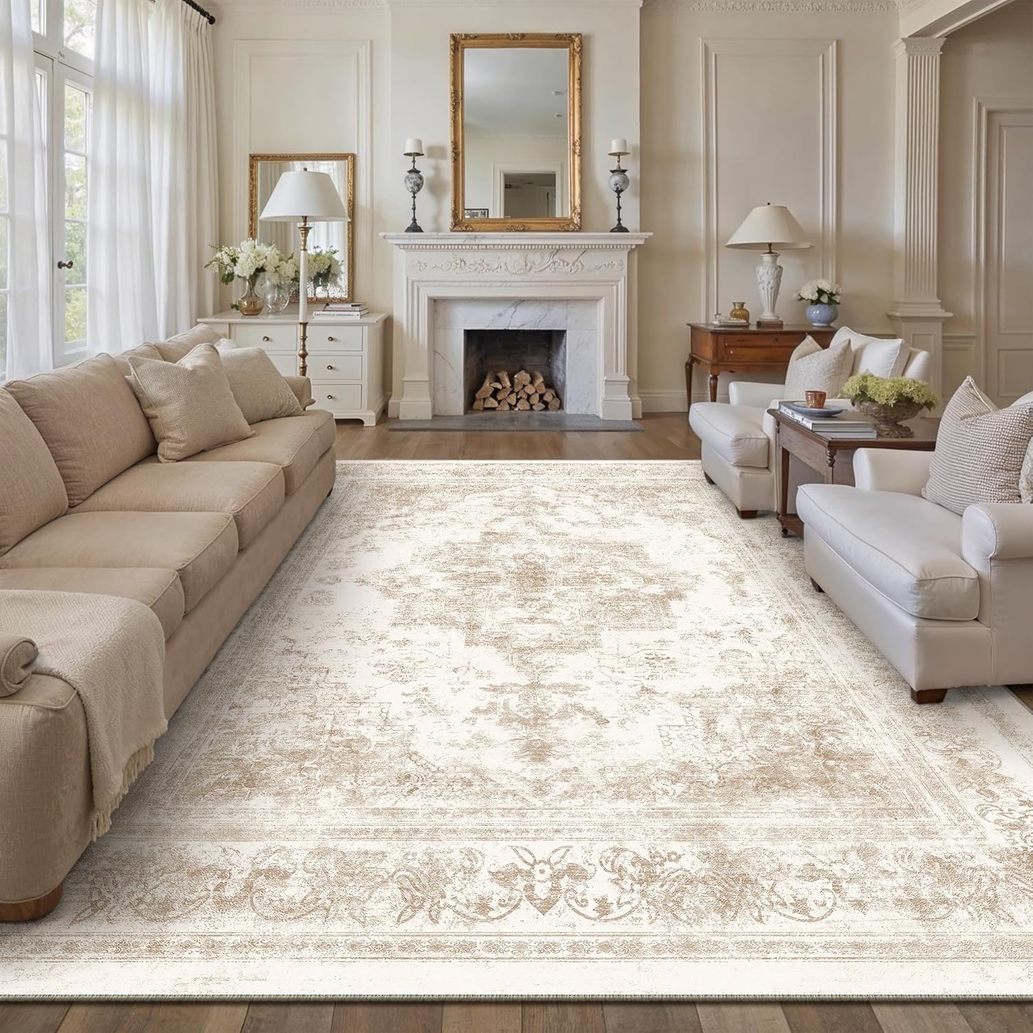 Vintage Medallion Area Rug 10x14 for Living Room and Bedroom