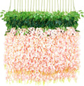 Pink Fake Wisteria Hanging Flowers 36Pcs 3.6ft - Wedding Backdrop