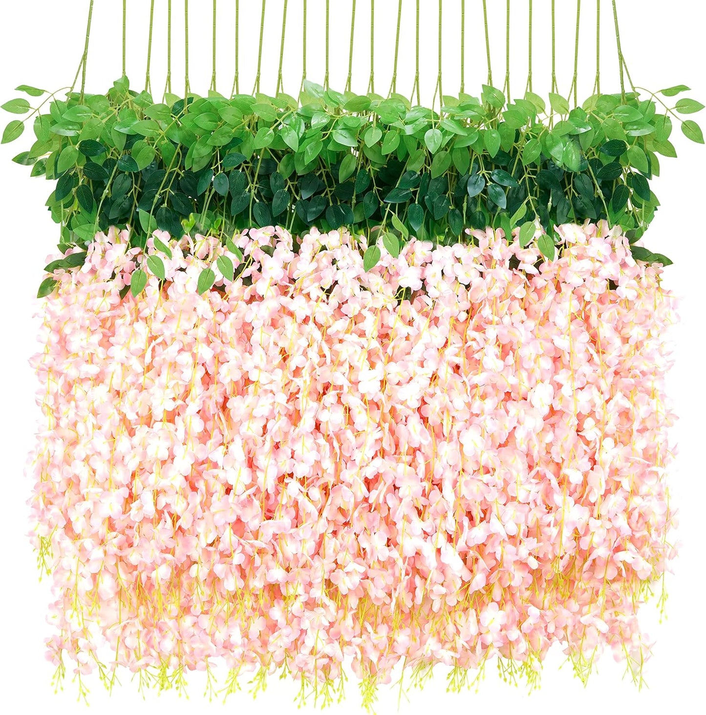 36Pcs Pink Fake Wisteria Hanging Flowers for Stunning Decor