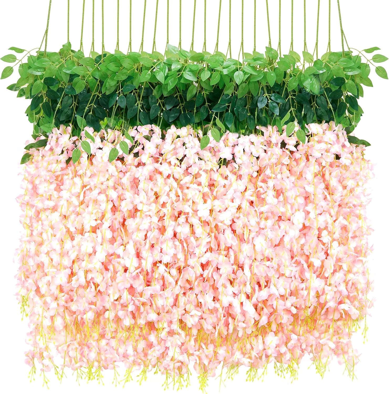 36Pcs Pink Fake Wisteria Hanging Flowers for Stunning Decor