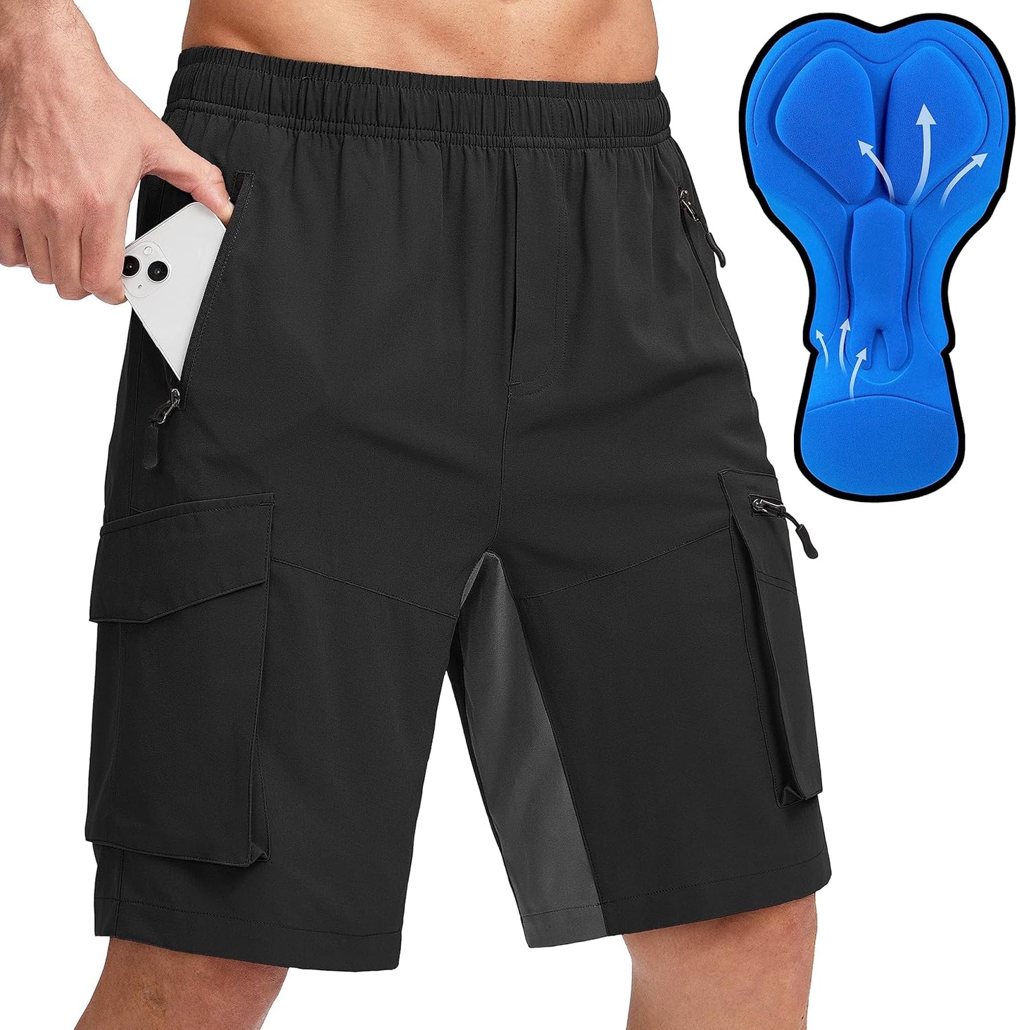 Bikewa Men's Mountain Bike Shorts with 3D Padding for Comfort