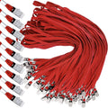 Lanyards Clips Bulk 300 Pack Red Flat with Swivel Hook - Durable Value