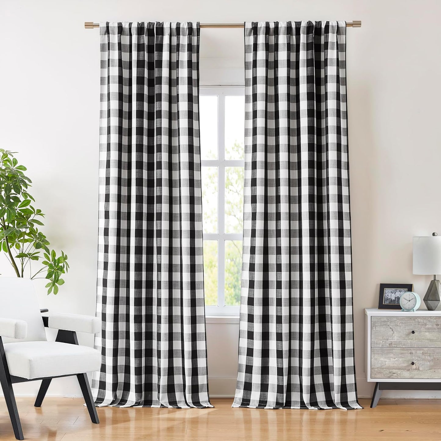 Buffalo Plaid Blackout Curtain Panels for Bedroom and Living Room