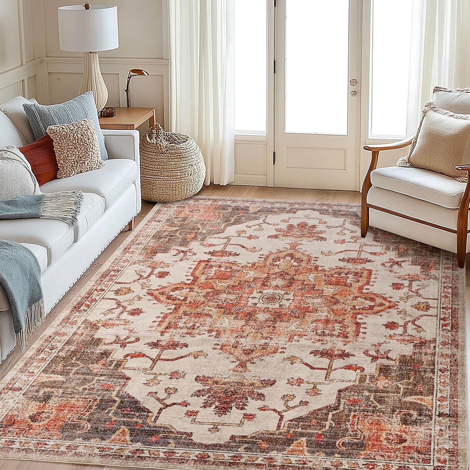 Soft Boho Vintage Area Rugs 8x10 for Living Room Decor