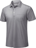 TACVASEN Mens Polo Shirt with Pocket - Breathable Performance Polo