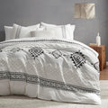 Boho Duvet Cover Set King Size - Black and White Geometric