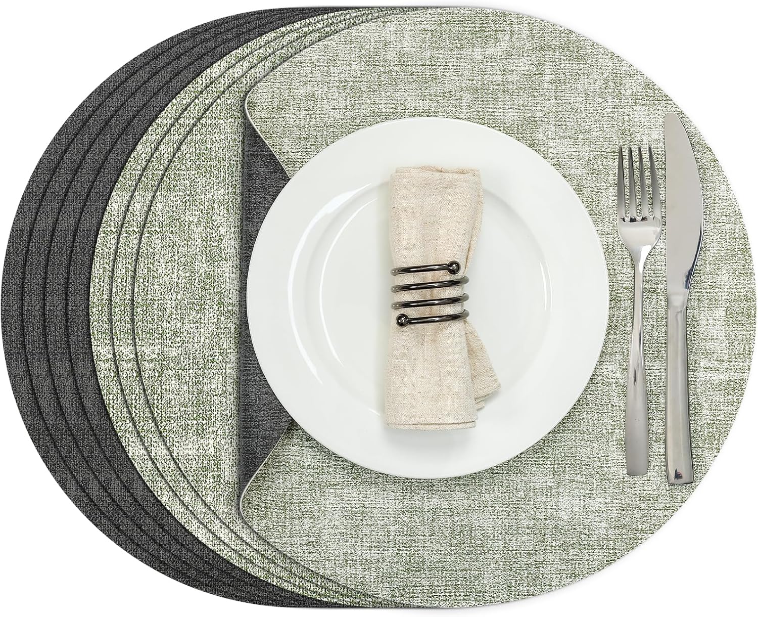 Myir JUN Round Placemats Set of 8, Faux Leather Indoor Outdoor