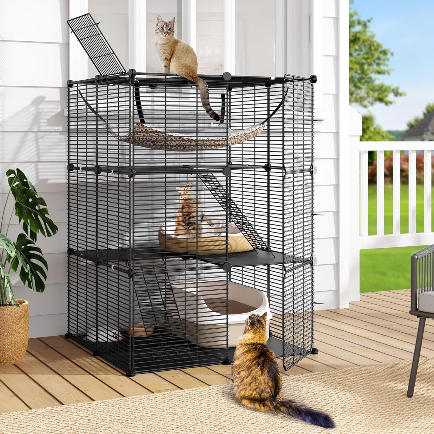 DWVO 3-Tier Cat Cage Indoor Enclosure for Small Animals