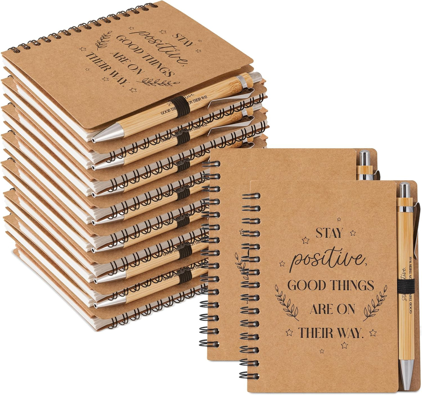 Inspirational Notepads & Bamboo Pens Set - Perfect Gift!