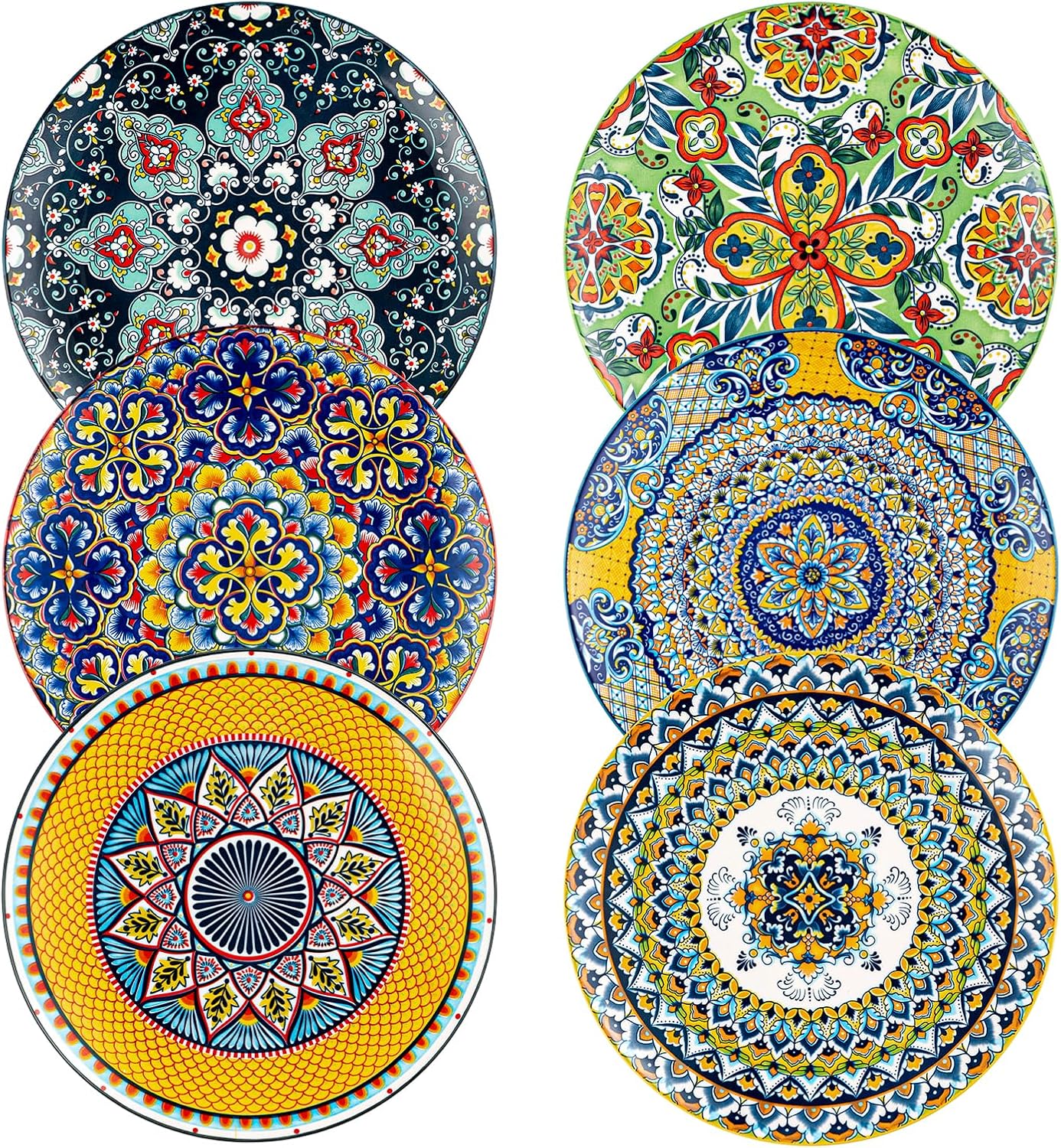 HENXFEN LEAD Dinner Plates Set of 6 - Colorful Ceramic Dishes